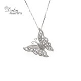 1.58 Ctw Butterfly Diamond Pendant Set in 18K White Gold 