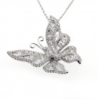 1.58 Ctw Butterfly Diamond Pendant Set in 18K White Gold 