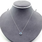 1.42 Cts Blue Stone in Diamond Halo Pendant set in 18K white gold
