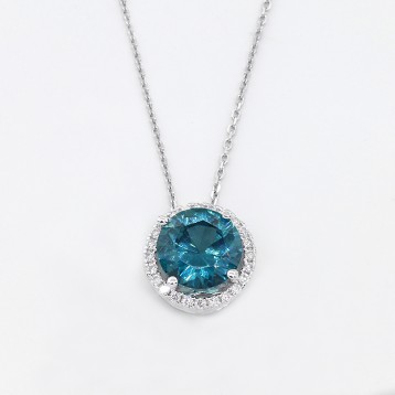 10.24 Cts Round Cut Diamond Pendant  set in 18K white gold 