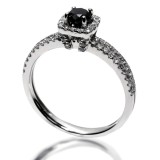 0.88 Cts. 18K White Gold Black Diamond Engagement Ring