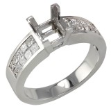0.77 Cts. 18K White Gold Princess Cut Diamond Engagement Ring Setting