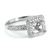  0.85 Cts. 14K White Gold Half Way Diamond Halo Engagement Ring Setting