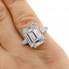 12.37cttw Emerald Cut Diamond Ring 18K White Gold