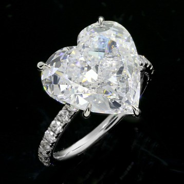 7.36cttw Heart Shaped DIamond Engagement Ring 18K White gold.