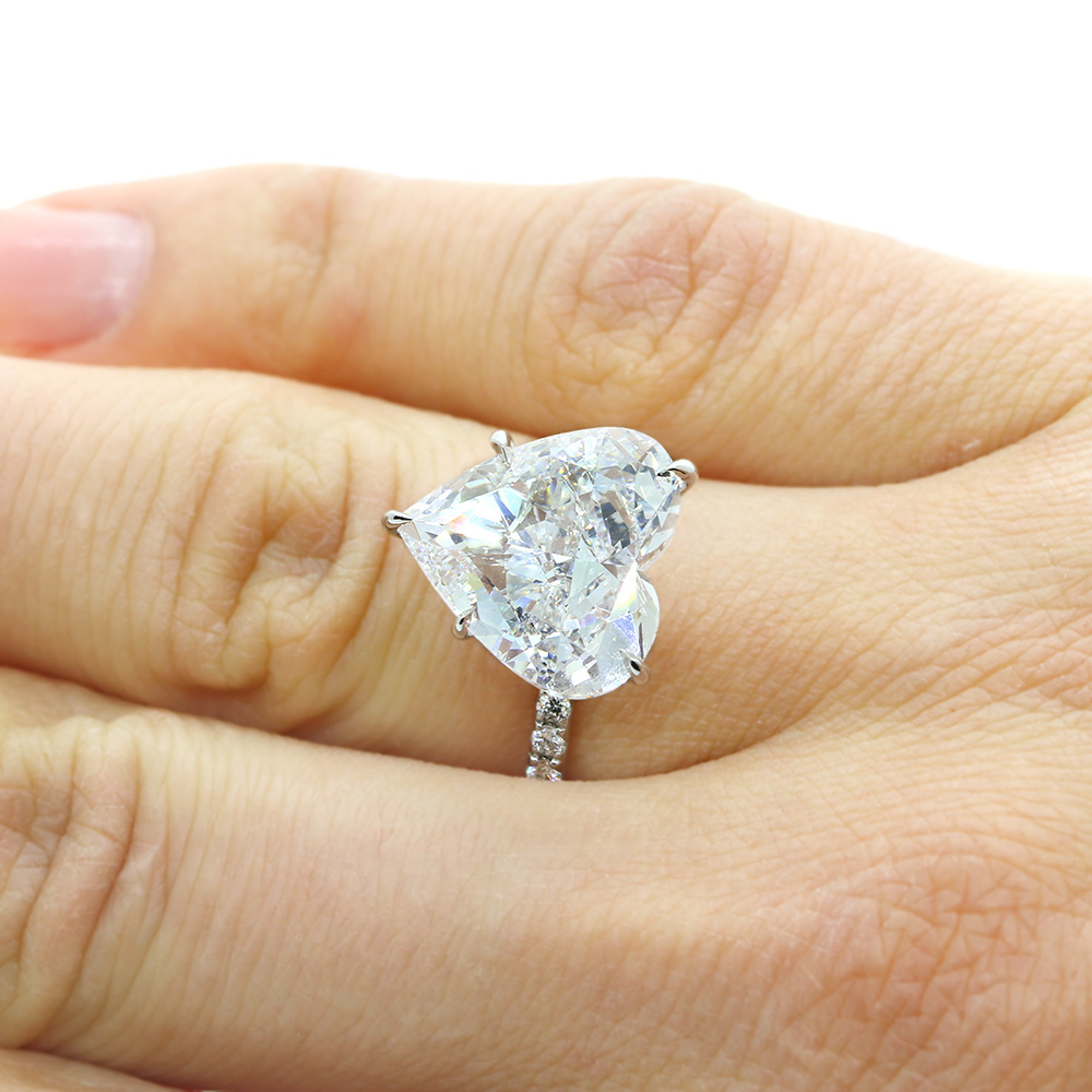 7.36cttw Heart Shaped DIamond Engagement Ring 18K White gold