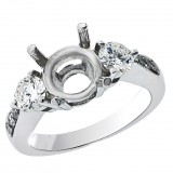 0.95 Cts. 18K White Gold Three Stone Diamond Engagement Ring Setting