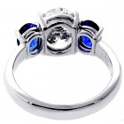 2.99 cts Three stone Oval Cut Diamond and Sapphire engagement ring set in platinum