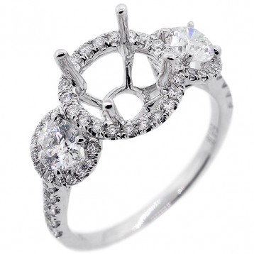 Halo Engagment Ring Setting with total of 1.30 cts,18KT