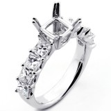 2.01 Cts Princess Cut Diamond Engagement Ring Setting set in 18K White Gold