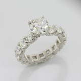 6.02 Cts Round Cut Eternity Diamond Engagement Ring Platinum