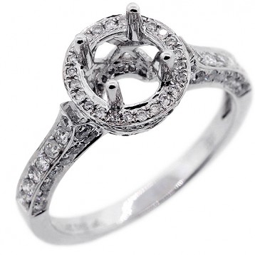 Halo Engagment Ring Setting with total of .79 cts,14KT