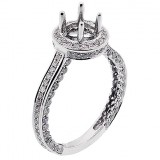 1.31 cts Round Halo Engagment Ring Setting set in 14k white gold 