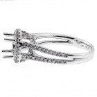 0.59 cts Round Halo Engagment Ring Setting ,double band ,set in 18k white gold