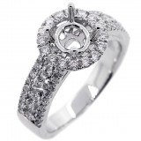Halo Engagment Ring Setting with total of .82 cts,18KT
