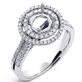 0.82 Cts Halo Engagement Ring Setting set in 18K White Gold