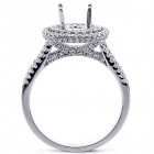 0.82 Cts Halo Engagement Ring Setting set in 18K White Gold