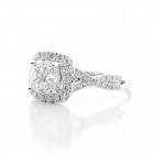 18K White Gold Split Twist Shank Semi-Mount Engagement Ring with 1.40 Cts Cushion Cut Diamond 