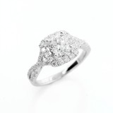 18K White Gold Split Twist Shank Semi-Mount Engagement Ring with 1.40 Cts Cushion Cut Diamond 