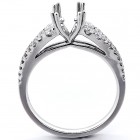 0.58 cts two rows of diamonds,four double prongs, Engagment Ring Setting , 18k White gold 