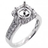 Halo Engagment Ring Setting with total of .76 cts,18KT