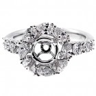 Halo Engagement Ring Setting with total of 1.58 cts,18KT