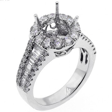 1.83cts Round Halo Engagment Ring Setting ,set in 18k white gold