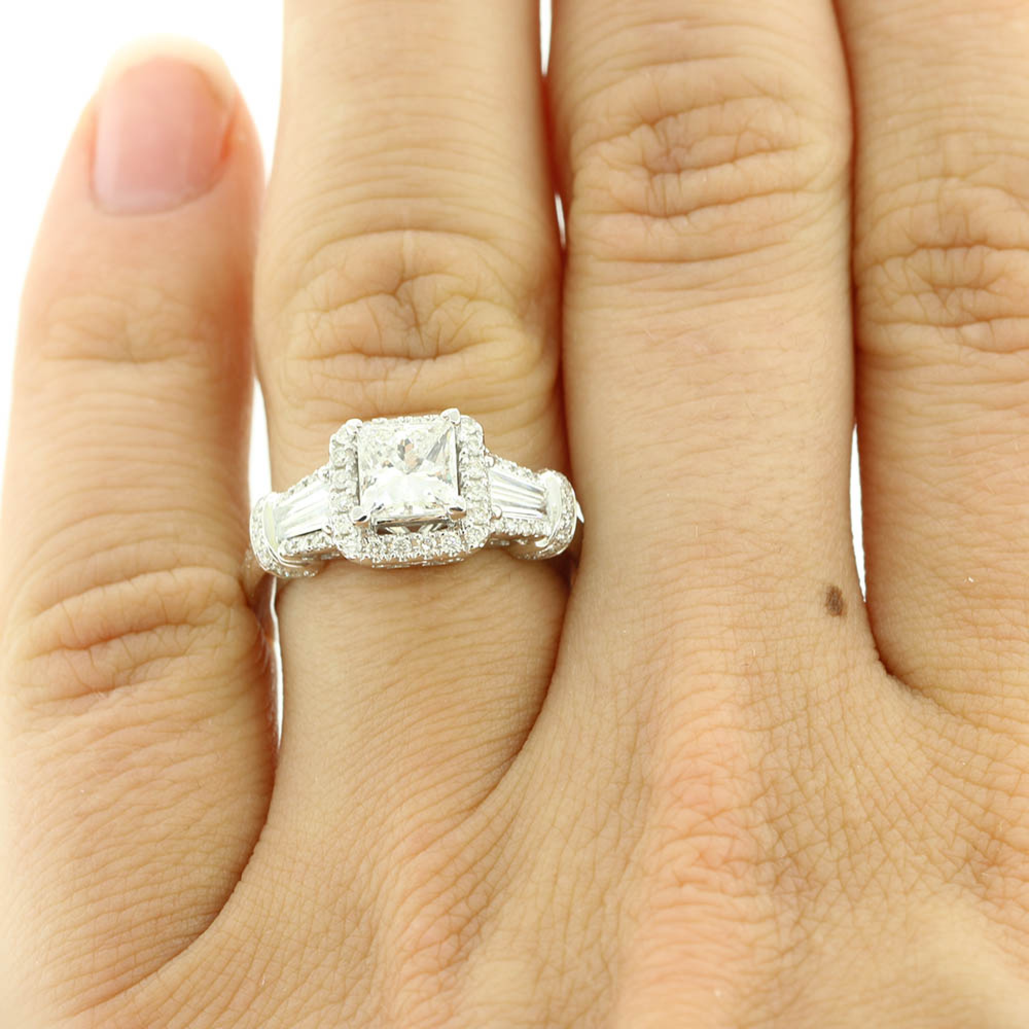 Princess cut with baguette halo deals