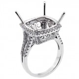 Cushion Halo Engagment Ring with approximatly .85 cts. set in 18kt white gold