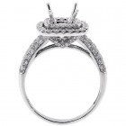 Halo Engagement Ring Setting with total of 1.14 cts,18KT