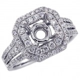 Halo Engagement Ring Setting with total of 1.08 cts,18KT