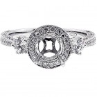 .66cts Round Halo , Two Side Stones, Engagment Ring Setting ,set in 18k white gold