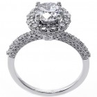 2.66 Cts Round Cut Diamond Halo Engagement Ring set in 18K White Gold