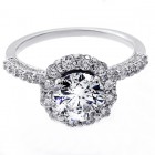 2.66 Cts Round Cut Diamond Halo Engagement Ring set in 18K White Gold