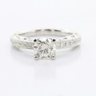 1.08 cts Round Cut Diamond set in 18K White Gold Engagement Ring