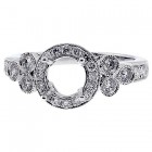1.63cts Round Halo Engagment Ring Setting ,side stones set in 18k white gold