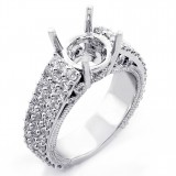 1.74 Cts Round Cut Diamond Engagement Ring Setting set in 18K White Gold