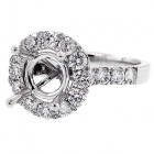 Halo Engagement Ring Setting with total of 1.45 cts,18KT