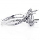 0.70 Ct Round Cut Diamond Cushion Halo Engagement Ring setting set in 18K White Gold