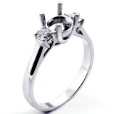 0.30 Cts Round Cut Diamond Emgagement Ring Three Stone Setting set in 14K White Gold