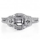 0.86 Cts Three Stone Diamond Halo Engagement Ring Settong set in 18K White Gold