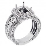 Radient cut  Halo Engagment Ring with approximatly 1.60 cts. set im 14kt white gold