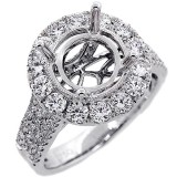 Halo Engagment Ring Setting with total of 1.55 cts,18KT