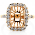 Halo Engagement Ring Setting with total of .84 cts,18KT