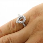 1.07 Cts Pear Shaped Diamond Halo Engagement Ring Setting set in 18K White Gold 