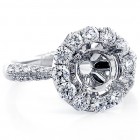 1.59 Cts Round Cut Diamond Halo Engagement Ring Setting set in 18K White Gold
