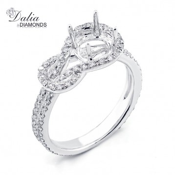 Knot Diamond Engagement Ring Setting Set in 18K White Gold