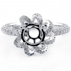 0.64 Cts Diamond Halo Engagement Ring Setting Set in 18K White Gold