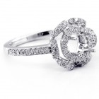 0.47Cts Diamond Halo Engagement Ring Setting Set in 18K White Gold
