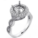 0.67 Ct Round Cut Diamond Halo Engagement Ring Twisted Setting set in 18K White Gold